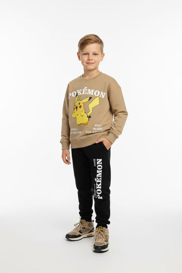 Pikachu Boy Sweatshirt Set- Brown