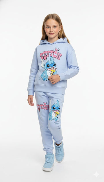 Stitch Girl Hoodie Set- Blue