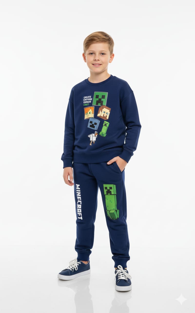 Minecraft Sweatshirt Set- Navy Blue