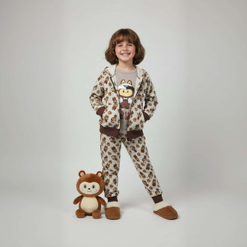 Labubu 3pc Girl Training Suit Set- Brown