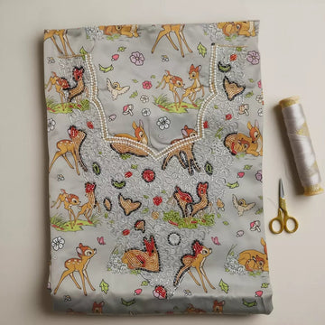 Bambi Girls Embroidered Mukhawir - Grey