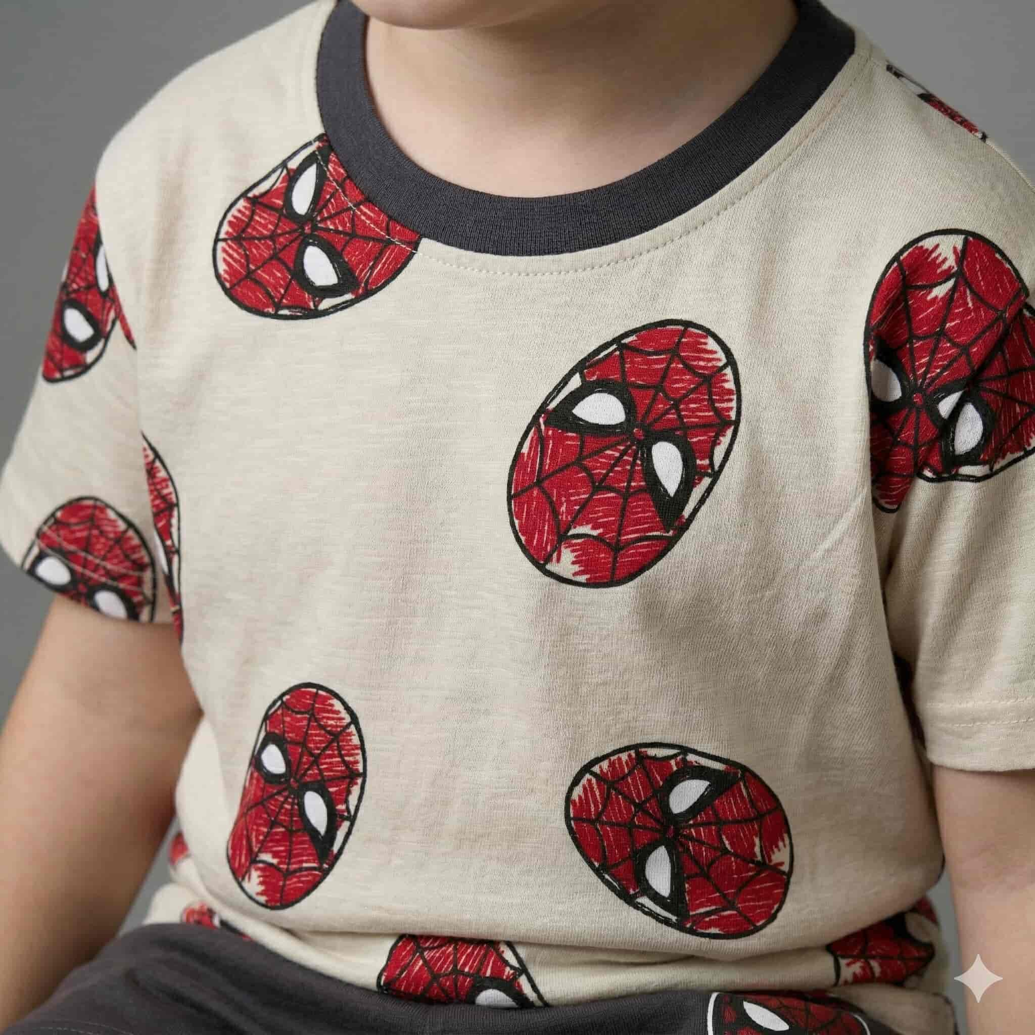 Spiderman Action Print Boys Short Set - khaki