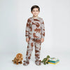 Dino Boy Polar Pajama Set- Grey