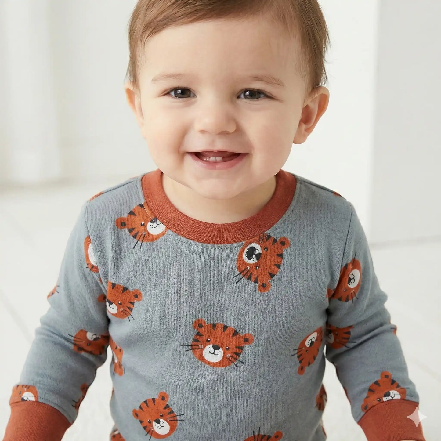 Bay Tiger Baby Boy Pajama Set-Dark Grey