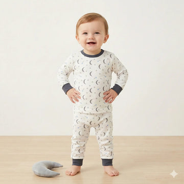 Moon Star Baby Boy Pajama Set-Beige