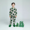 Party Dino Boy Polar Pajama Set- Green