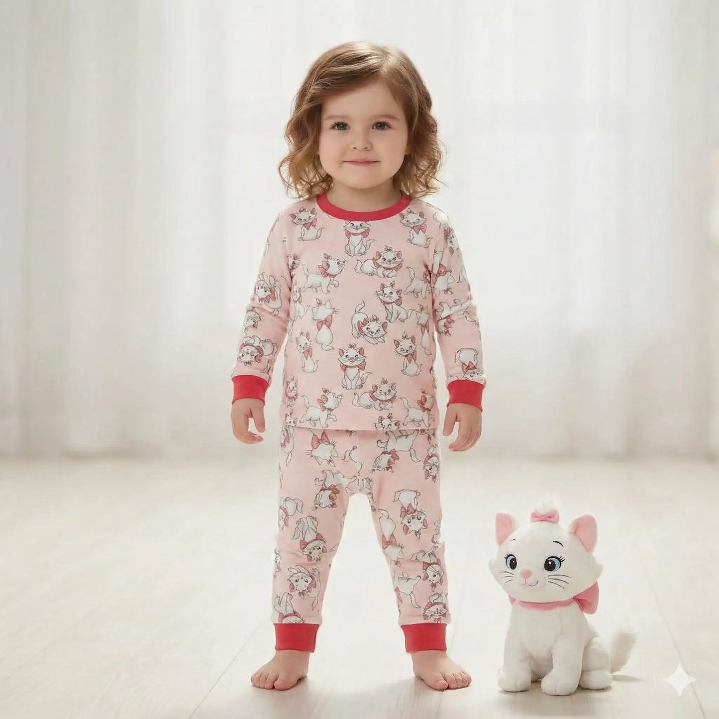 Marie Cat Baby Girl Pajama Set- Pink