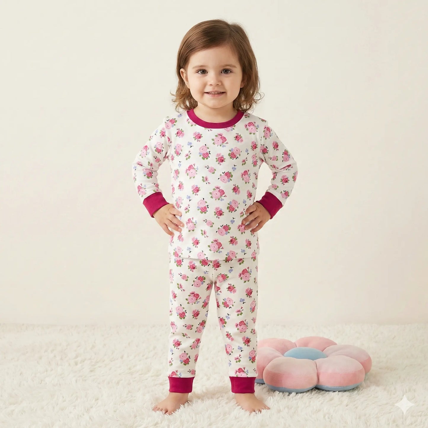 Blossom Rose Baby Girl Pajama Set- Red