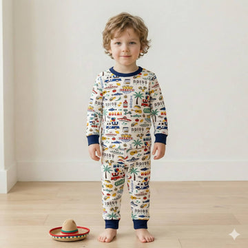 Mexicans City Boy Pajama Set-White