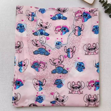 Stitch Embroidered Girls Mukhawir - Pink