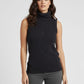 Turtle Neck Women Sleeveless Sweater-Black