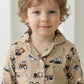 Farm Tractor Button Boy Pajama Set- Brown