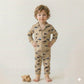 Farm Tractor Button Boy Pajama Set- Brown
