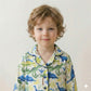 Tropical Dino Button Boy Pajama Set- White
