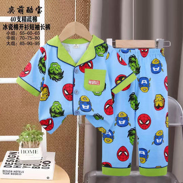 comfortable Boys Sets Marvel Boys Half Sleeves Pajama Set -  Blue