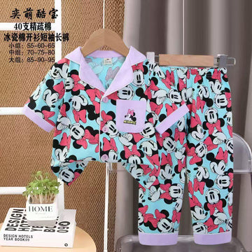 comfortable Girls Sets Minnie Girls Half Sleeves Pajama Set - Blue