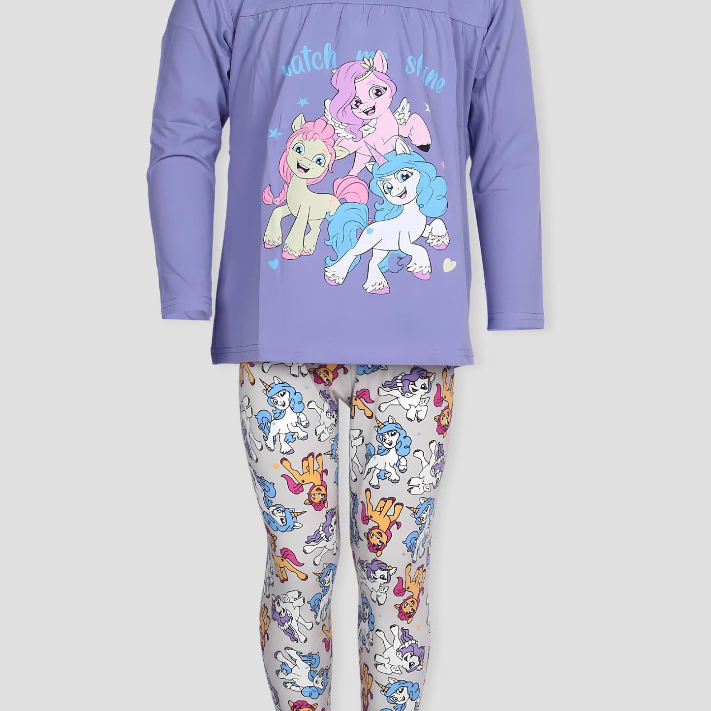 comfortable Tshirt-legging Dreamy Unicorn Girls Tshirt - Leggings Set - Purple-White