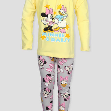 comfortable Tshirt-legging Minnie & Daisy Girls Tshirt - Leggings Set - Yellow-Grey