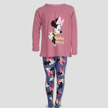 comfortable Tshirt-legging Minnie Girls Tshirt - Leggings Set - Pink-Blue