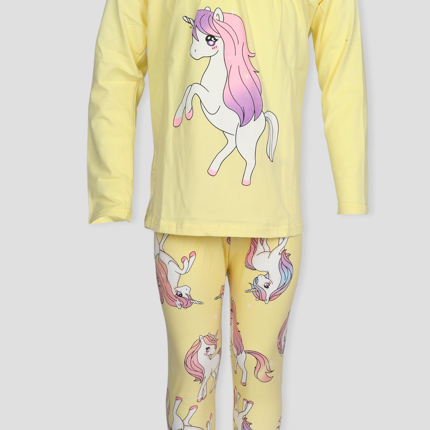 comfortable Tshirt-legging Unicorn Girls Tshirt - Leggings Set - Yellow