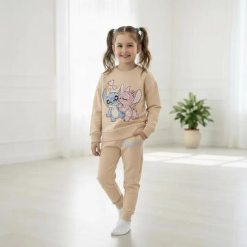 Stitch Lilo Girl Sweatshirt Set- Peach
