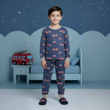 Fire Brigade Boy Pajama Set- Blue