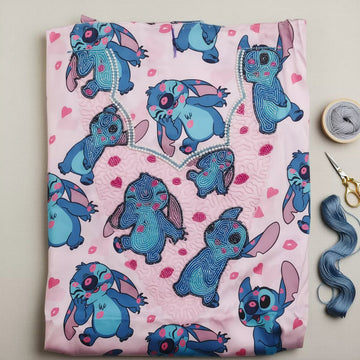 Stitch Fun Girls Embroidered Mukhawir - Pink