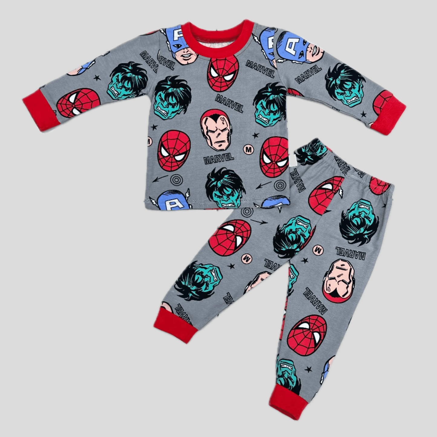 Disney Baby Boy Sets Marvel Baby Full Sleeves Pajama Set - Grey