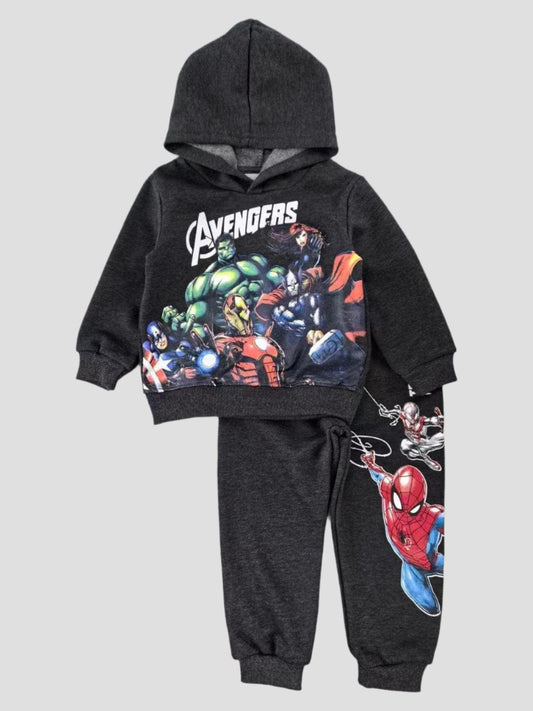 Disney Boys_Hoodie Coord sets Avengers Boys Winter Hoodie Training Suit -  Black