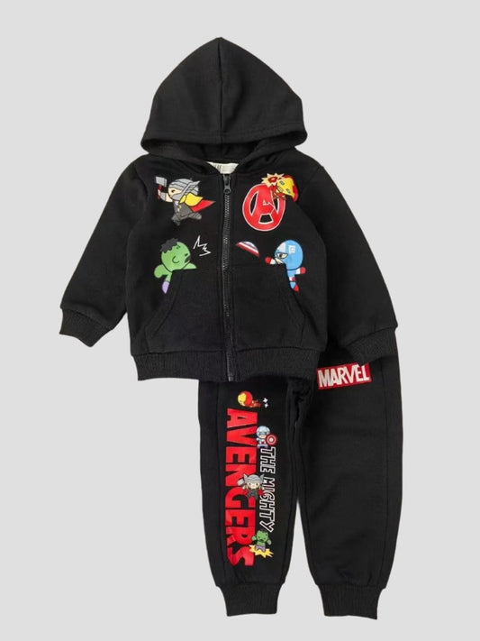 Disney Boys_Hoodie Coord sets Avengers Boys Winter Hoodie Training Suit - Black