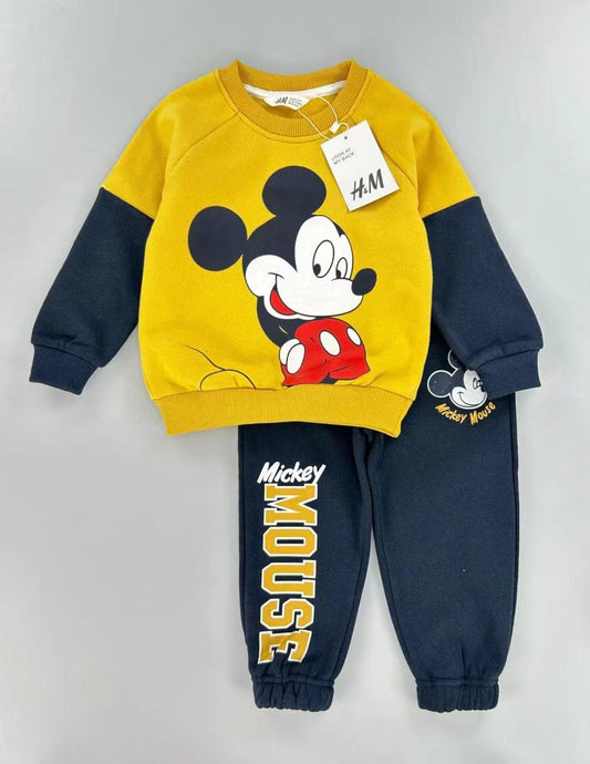 Disney Boys_Hoodie Coord sets Mickey Mouse Boys Training Suit - Yellow-Navy Blue