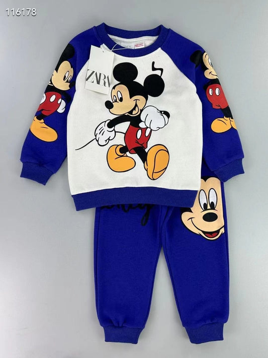 Disney Boys_Hoodie Coord sets Mickey Mouse Boys Winter Training Suit - Blue-White