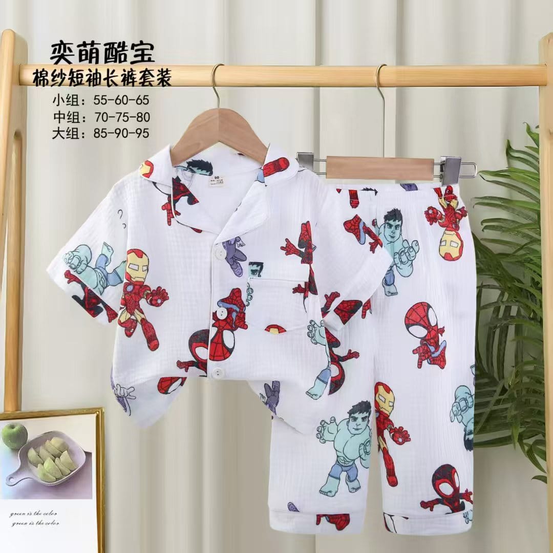 Disney Boys Sets 1 yrs Marvel Boys Half Sleeves Pajama Set- White