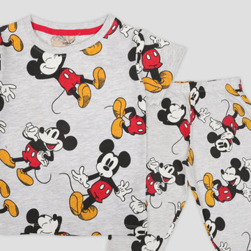 Disney Boys Sets Mickey Boys Half Sleeves Pajama Set - Grey