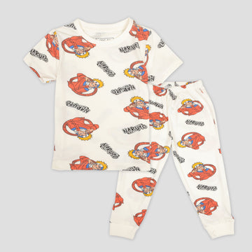 Disney Boys Sets Naruto Boys Half Sleeves Pajama Set - White