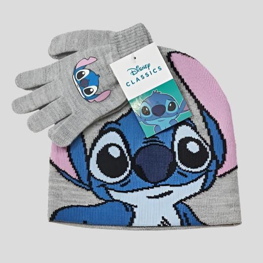 Disney Cap_gloves Stitch Woolen Cap & Gloves Set - Grey