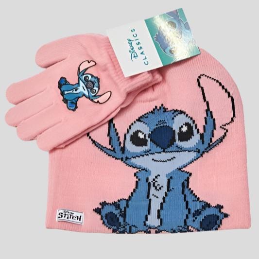 Disney Cap_gloves Stitch Woolen Cap & Gloves Set - Pink