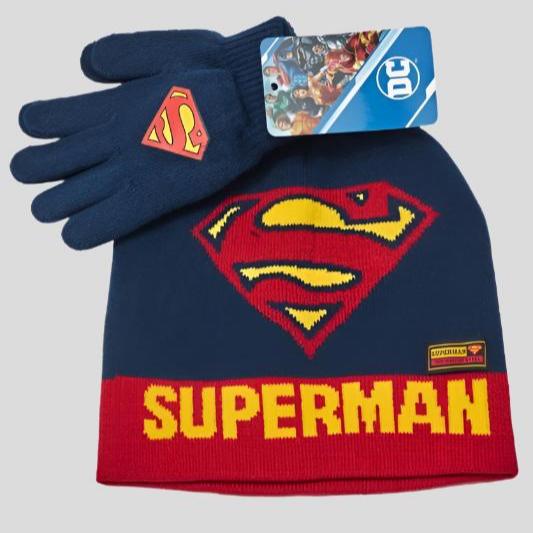 Disney Cap_gloves Superman Woolen Cap & Gloves Set - Navy Blue