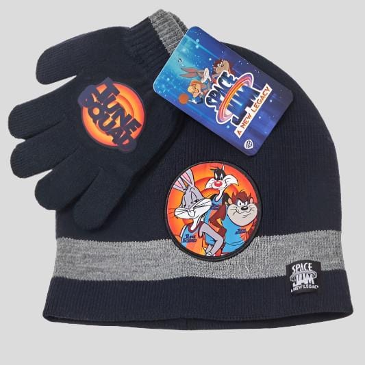 Disney Cap_gloves Tune Squad Woolen Cap & Gloves Set - Black