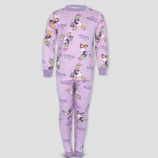 Disney Fleece_girls_set Sweet Princess Girls Fleece Pajama Set - Purple