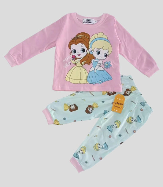 Disney Girls Sets Princess Girls Full Sleeves Pajama Set - Pink