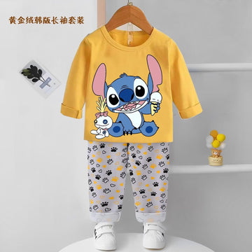 Disney Girls Sets Stitch Girls Full Sleeves Pajama Set - Yellow