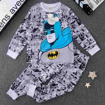Disney Primark Boys Sets Batman Boys Full Sleeves Pajama Sets- Grey