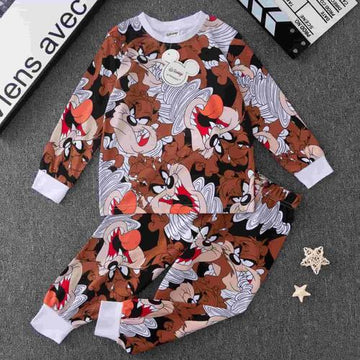 Disney Primark Boys Sets Looney Tunes Boys Full Sleeves Pajama Sets- Brown