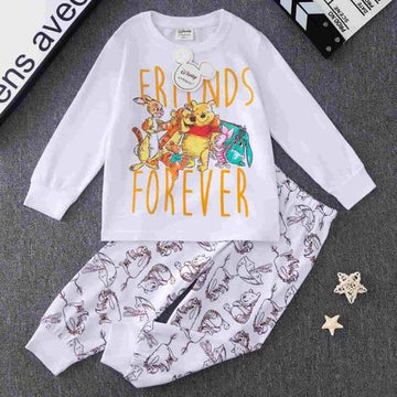 Disney Primark Boys Sets Pooh Boys Full Sleeves Pajama Sets- White