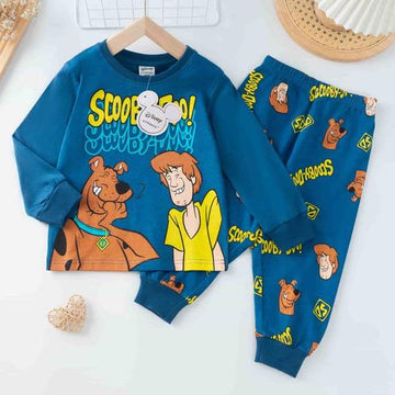 Disney Primark Boys Sets Scooby Doo Boys Full Sleeves Pajama Sets- Navy Blue