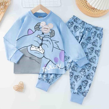 Disney Primark Boys Sets Sulley Boys Full Sleeves Pajama Sets- Blue