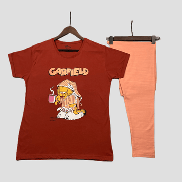 Disney Women Pajama Set Garfield Women Pajama Set - Maroon