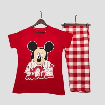 Disney Women Pajama Set Mickey Mouse Women Pajama Set - Red