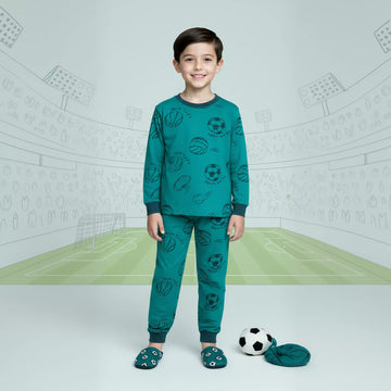 Football Boy Pajama Set- Green